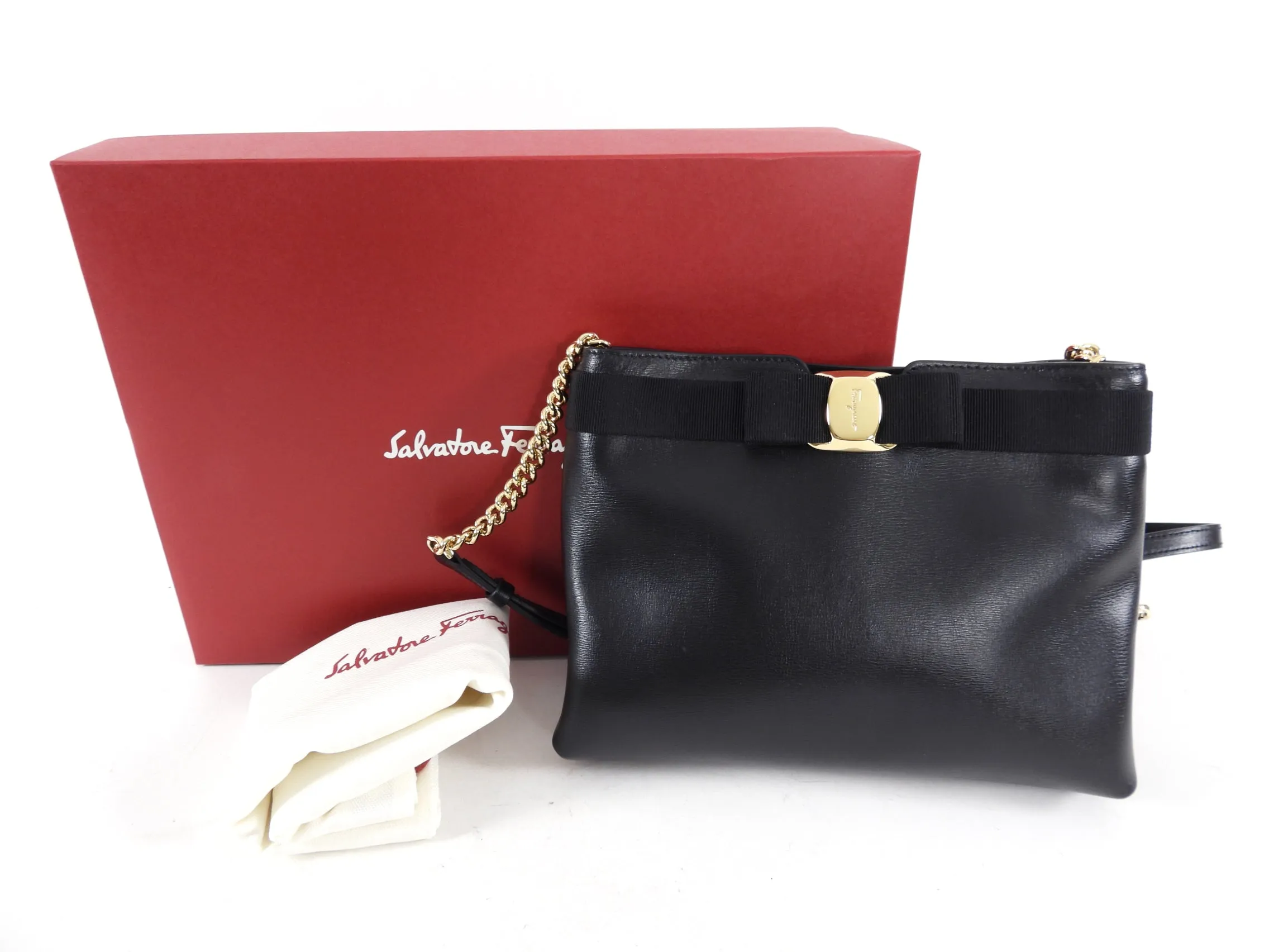 Ferragamo Black Leather Vera Crossbody Bag