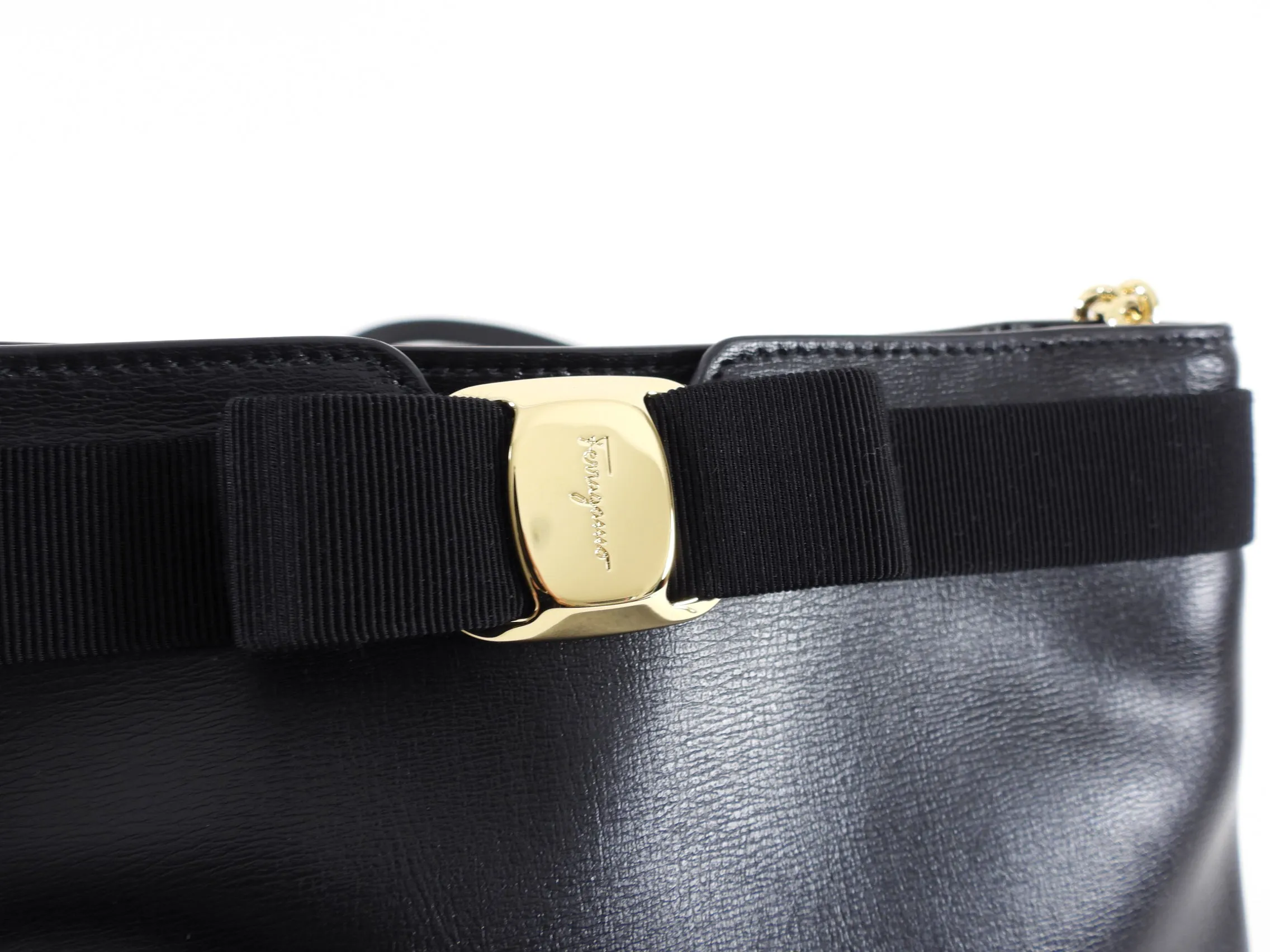 Ferragamo Black Leather Vera Crossbody Bag