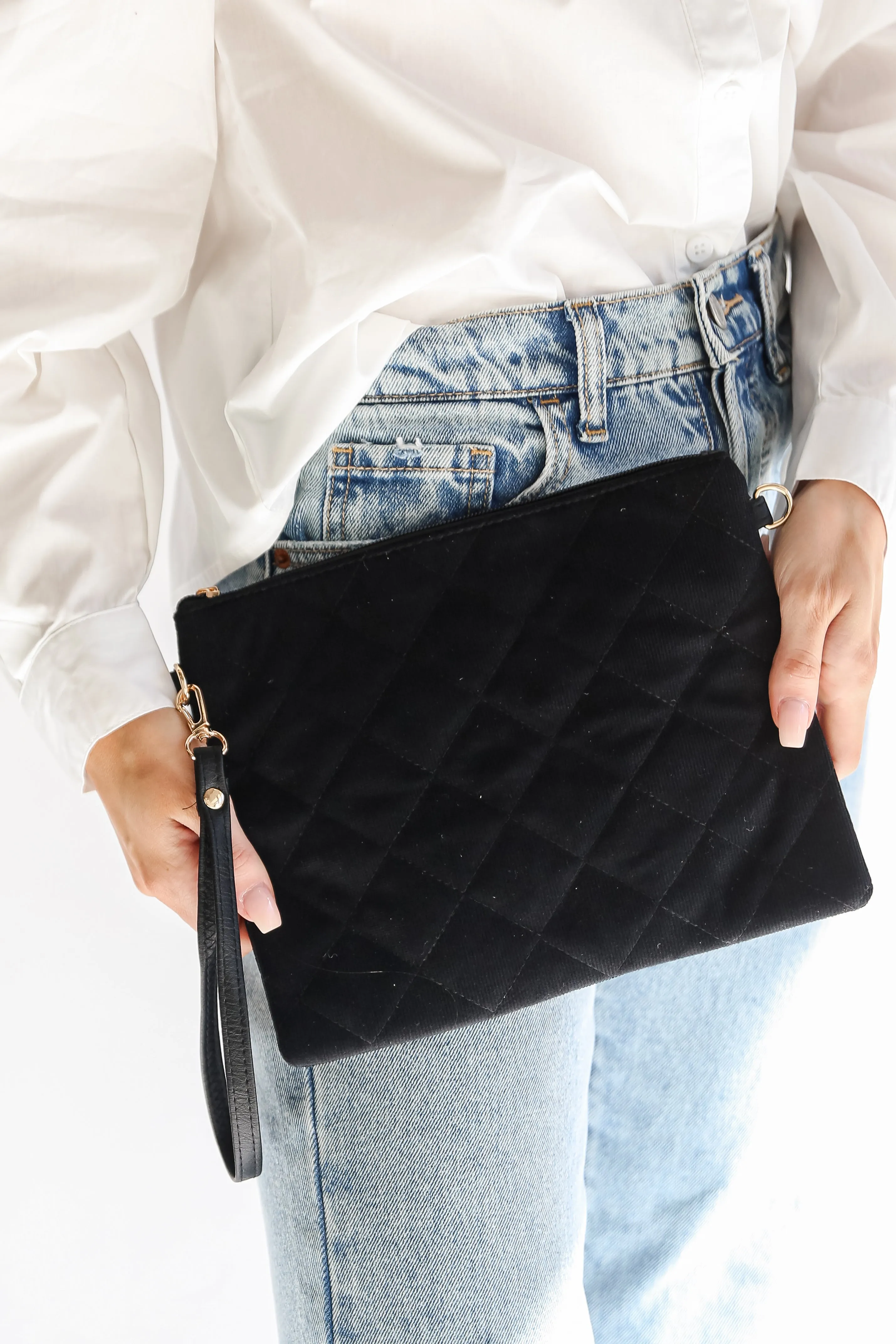 FINAL SALE - Fashionable Favorite Black Corduroy Crossbody Bag