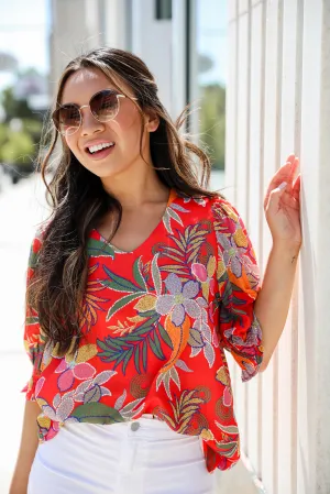 FINAL SALE - Gorgeous Muse Red Floral Blouse