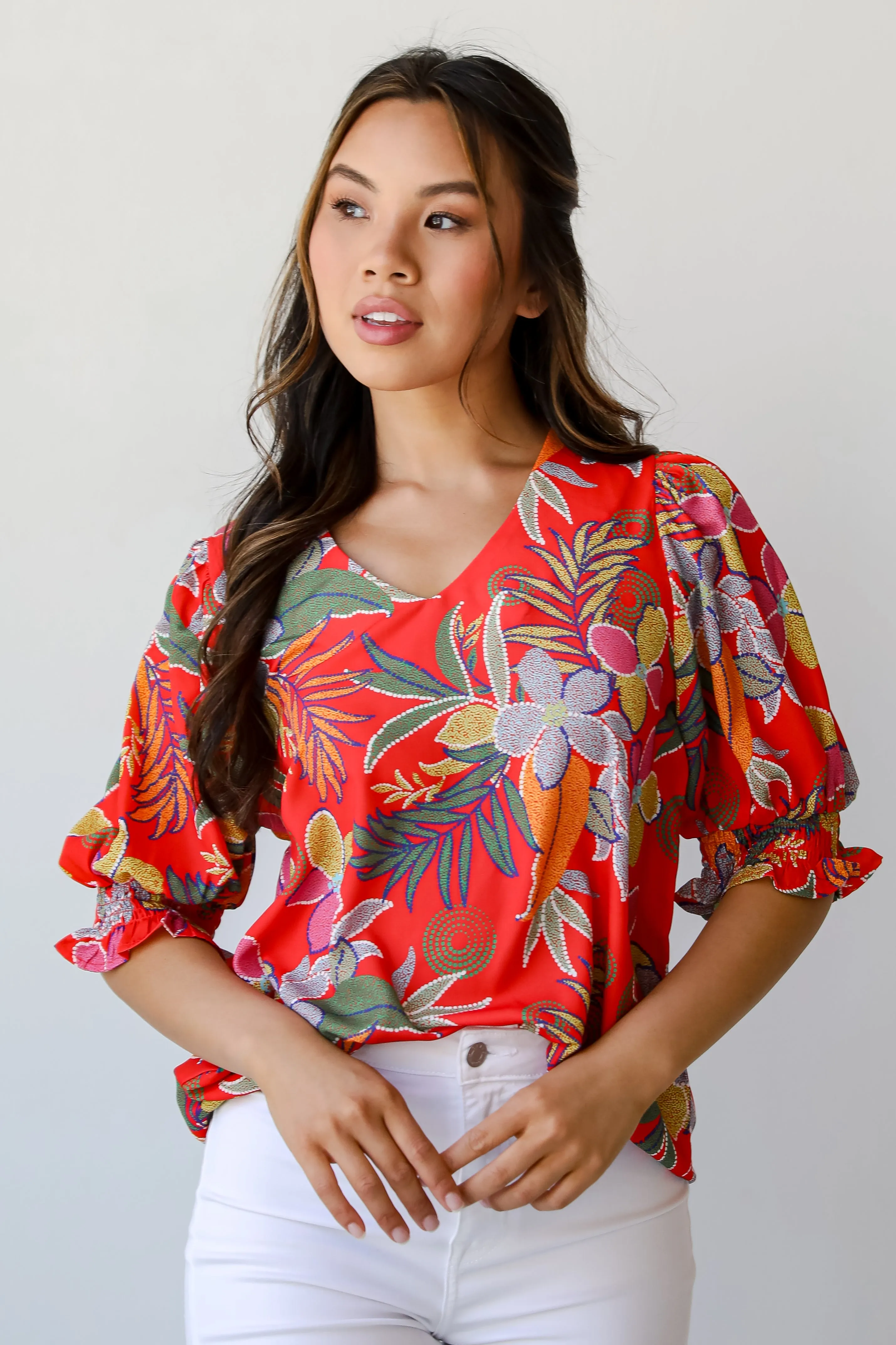 FINAL SALE - Gorgeous Muse Red Floral Blouse