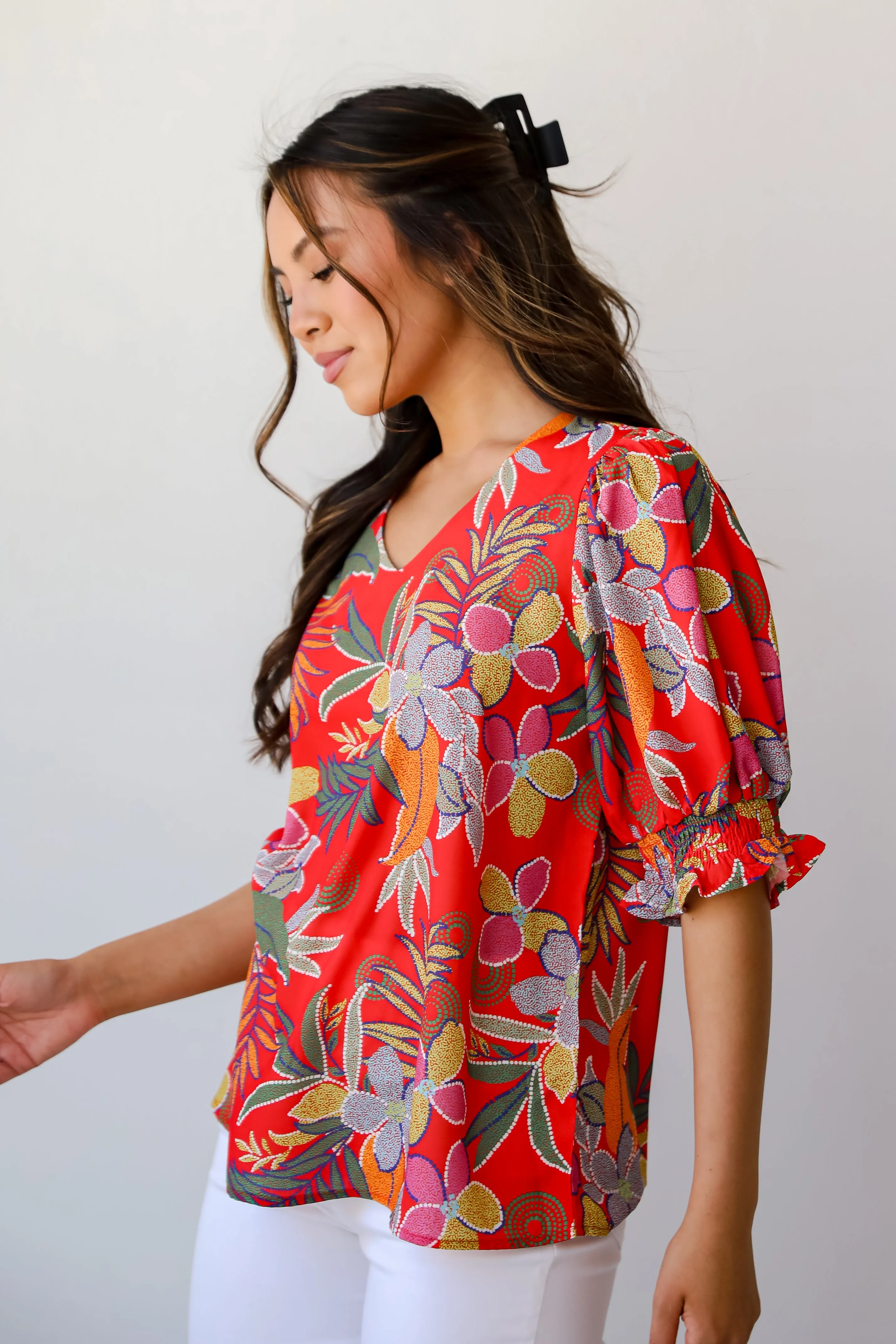 FINAL SALE - Gorgeous Muse Red Floral Blouse