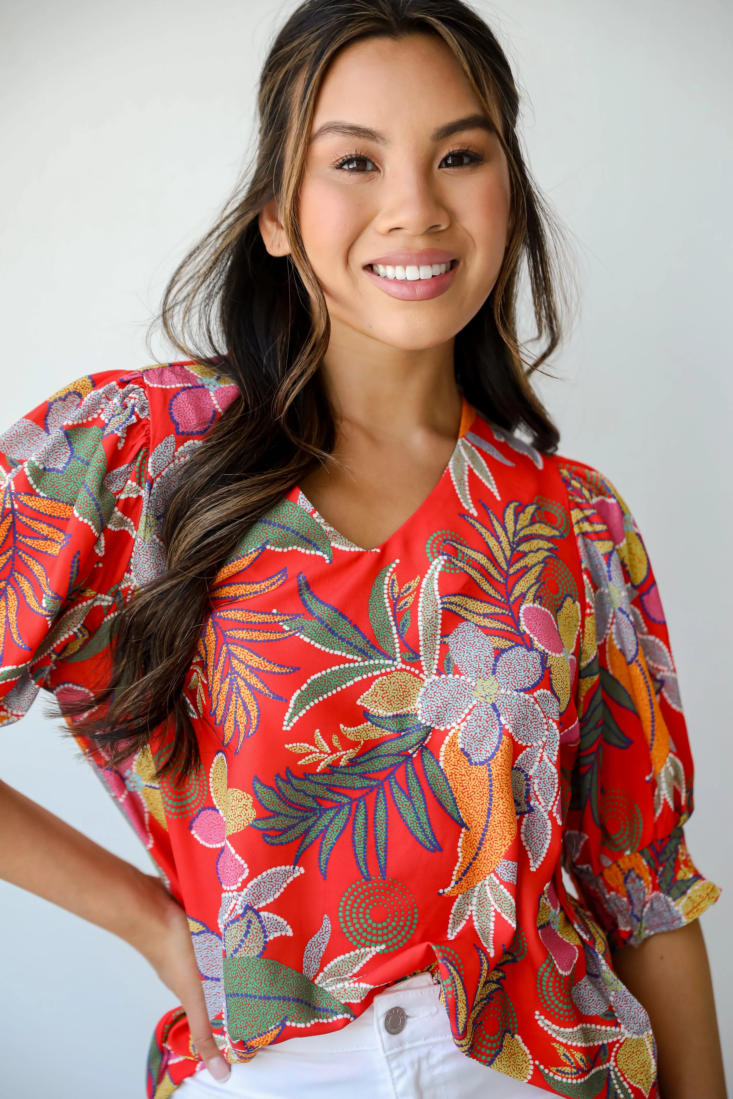 FINAL SALE - Gorgeous Muse Red Floral Blouse