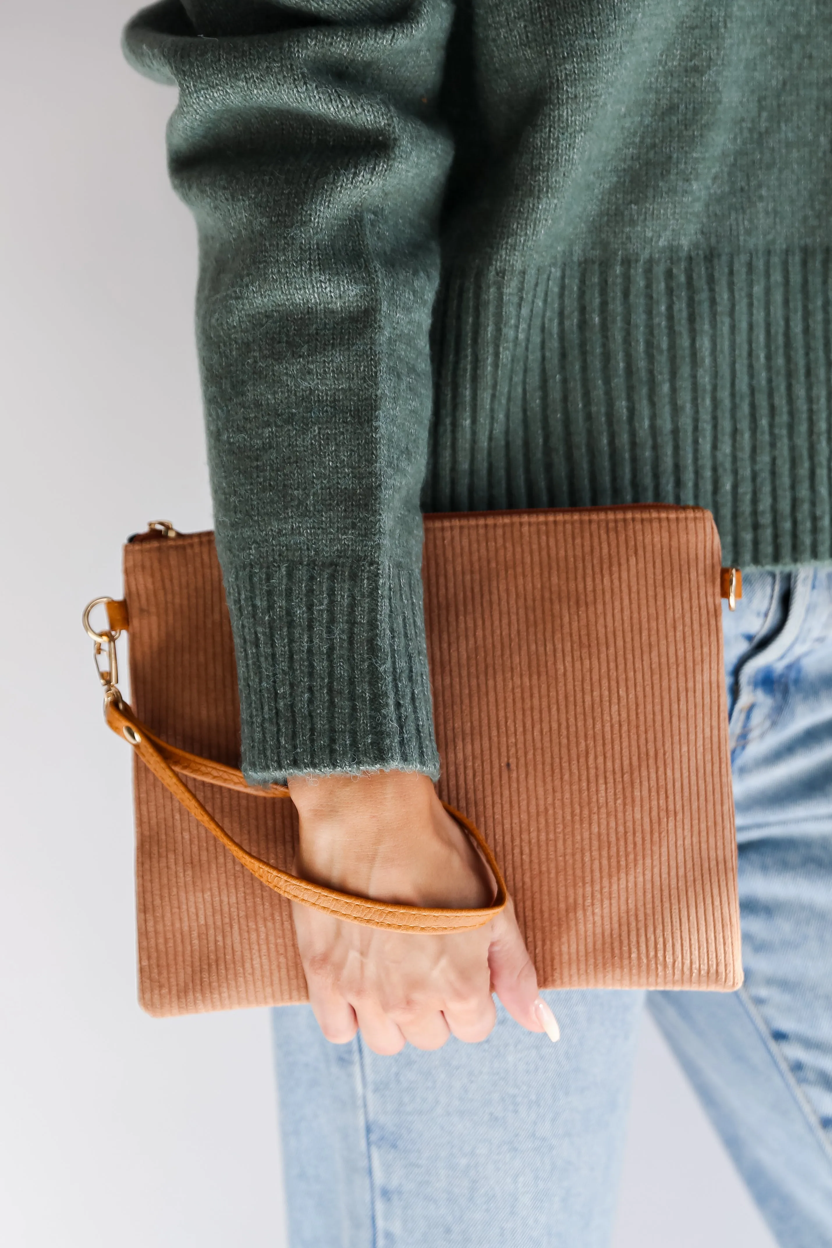 FINAL SALE - Unbelievably Cute Camel Corduroy Crossbody Bag