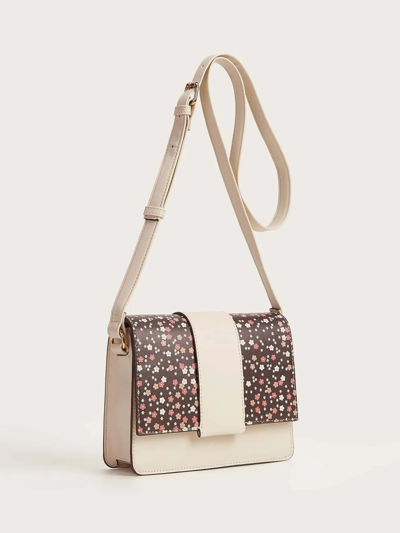 Floral Graphic Flap Crossbody Bag