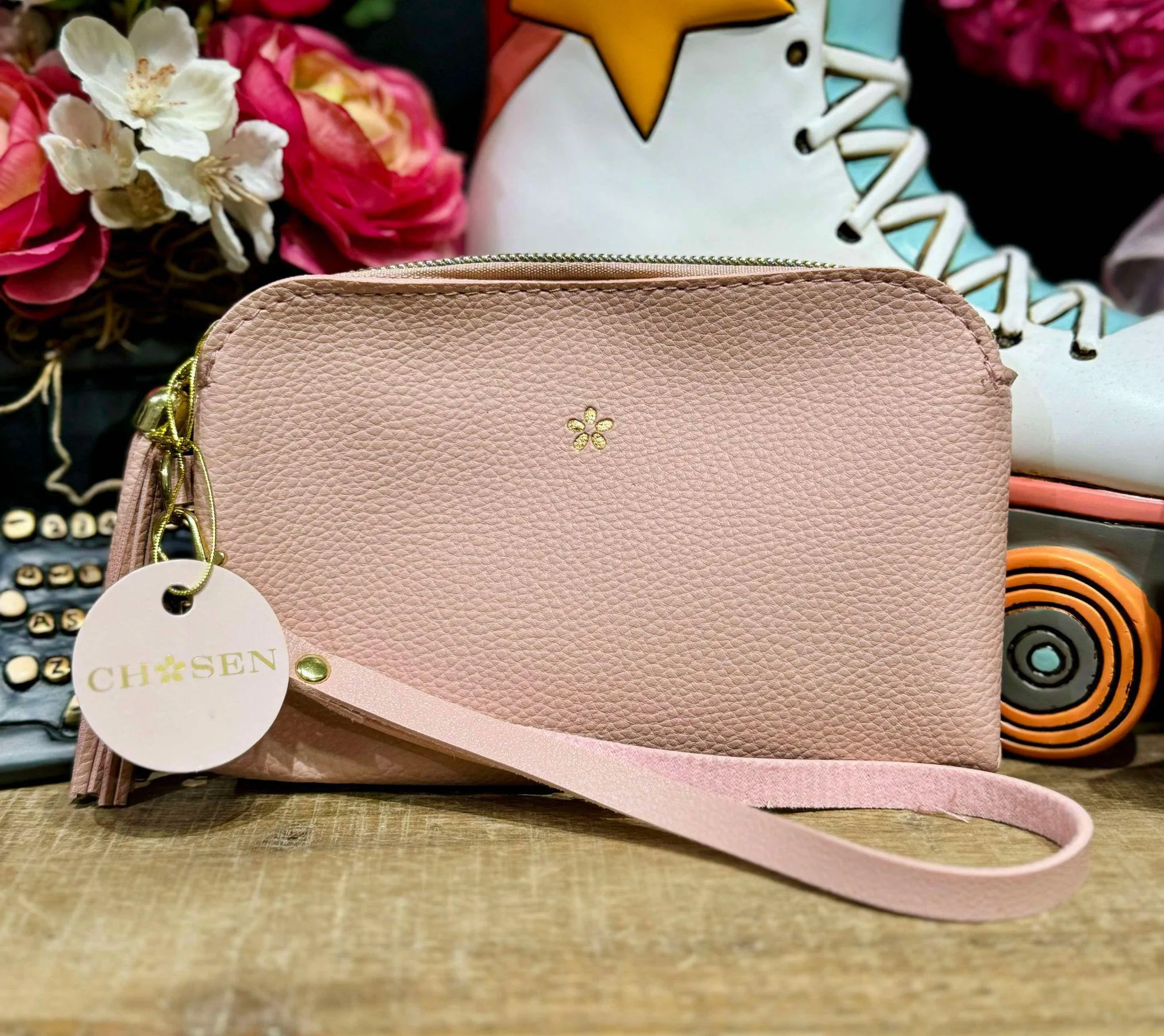 Flower Pink Chosen Wristlet