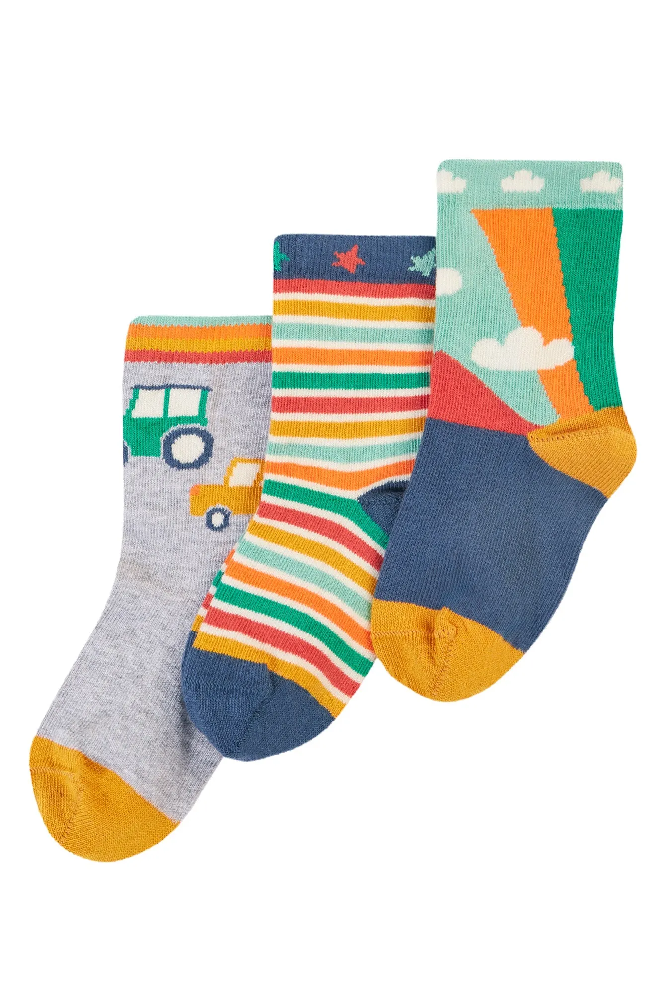 Frugi Baby Boys 3 Pack Cars Socks