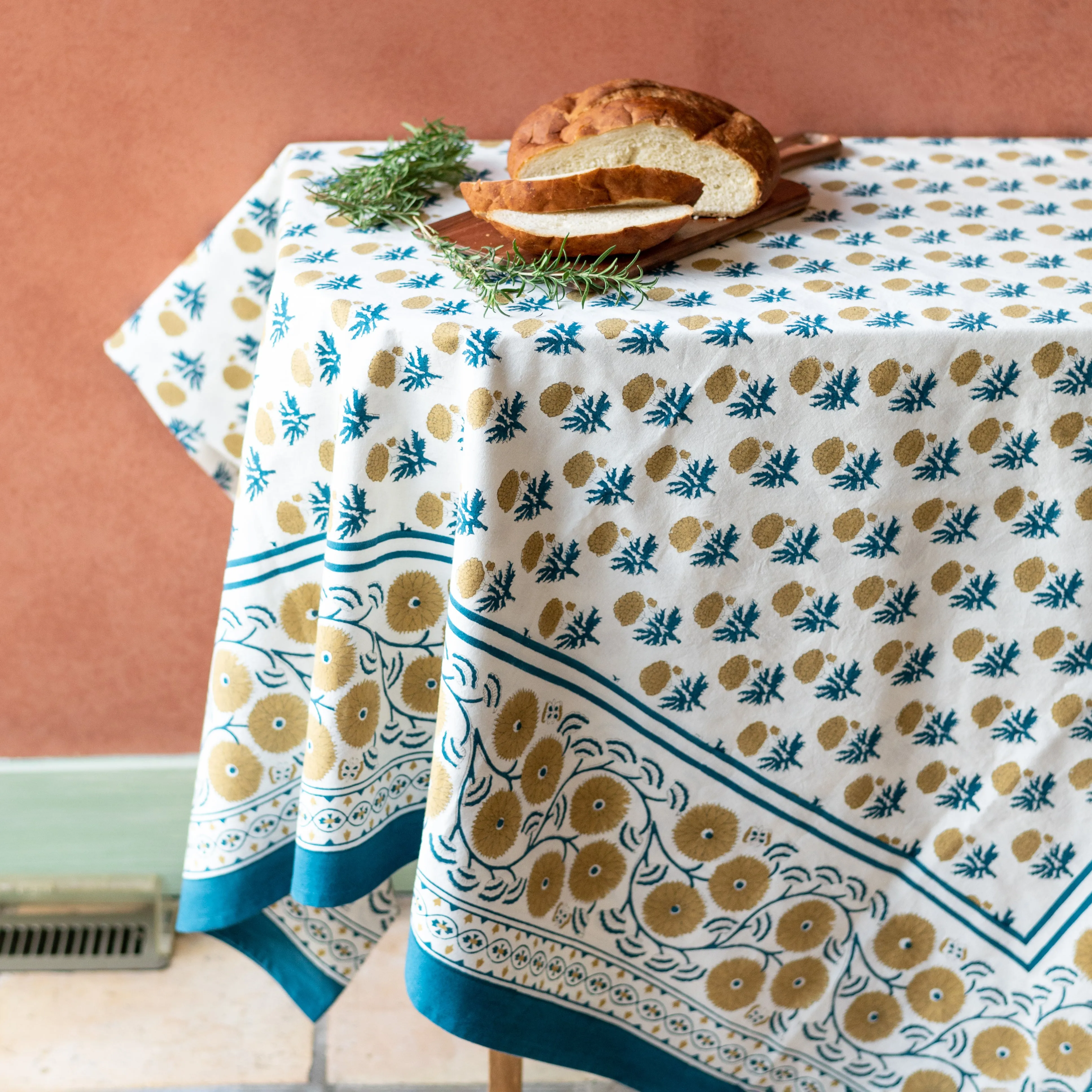 Gaya Teal & Marigold Tablecloth