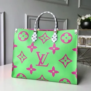 Giant Monogram Shopping Tote Bag M44570 Green/lilac 2019 Collection