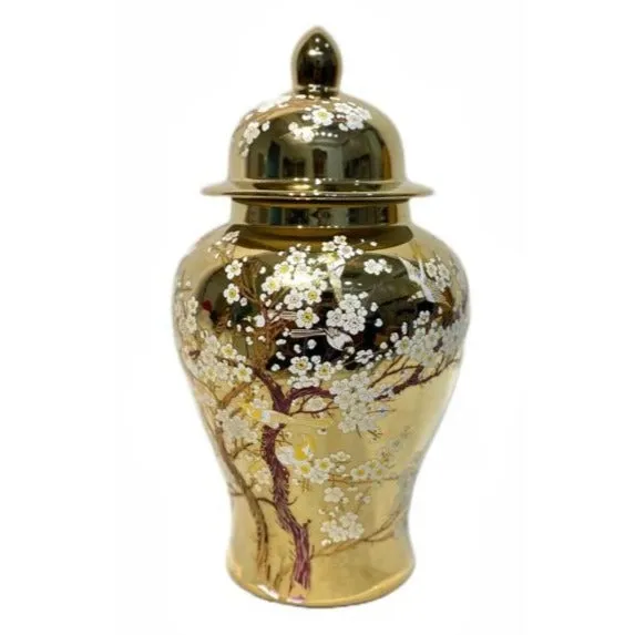 Gold Flower Ceramic Vase Large