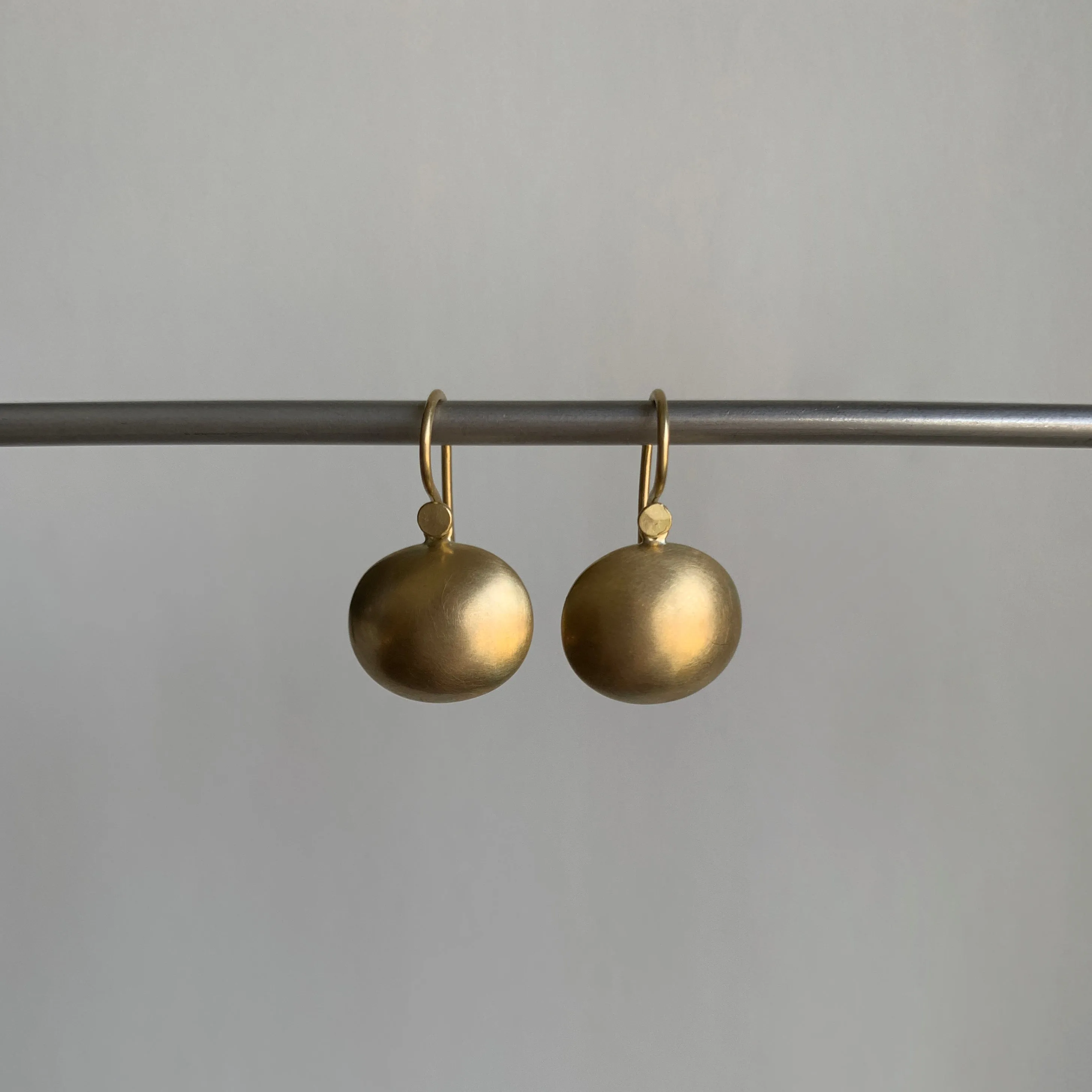 Gold Oval Pillow Drop Earrings