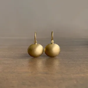 Gold Oval Pillow Drop Earrings