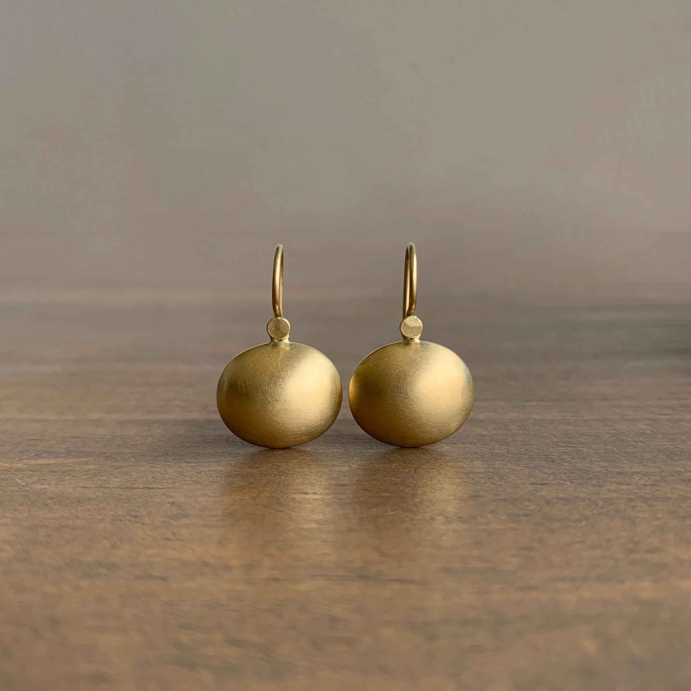 Gold Oval Pillow Drop Earrings