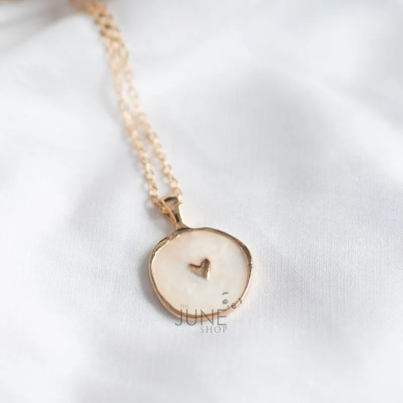 Gold Rimmed Gorgeous Heart Pendant - Neckalace