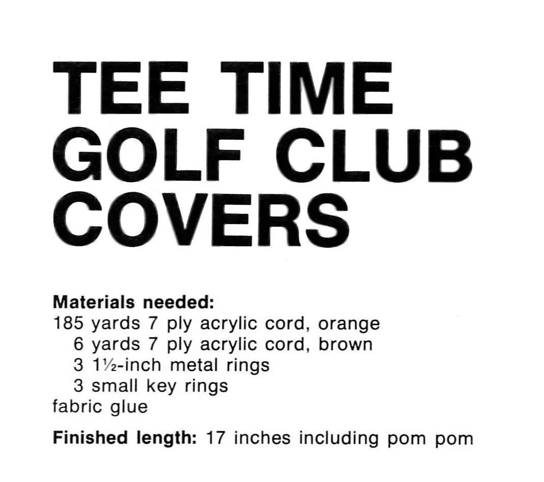 Golf Club Covers, Vintage Macrame Pattern, Digital Download