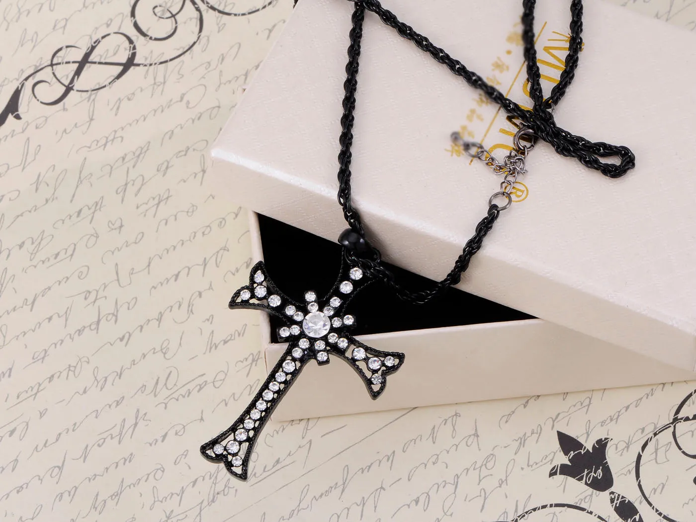 Gorgeous Black Plated Cross Pendant Necklace