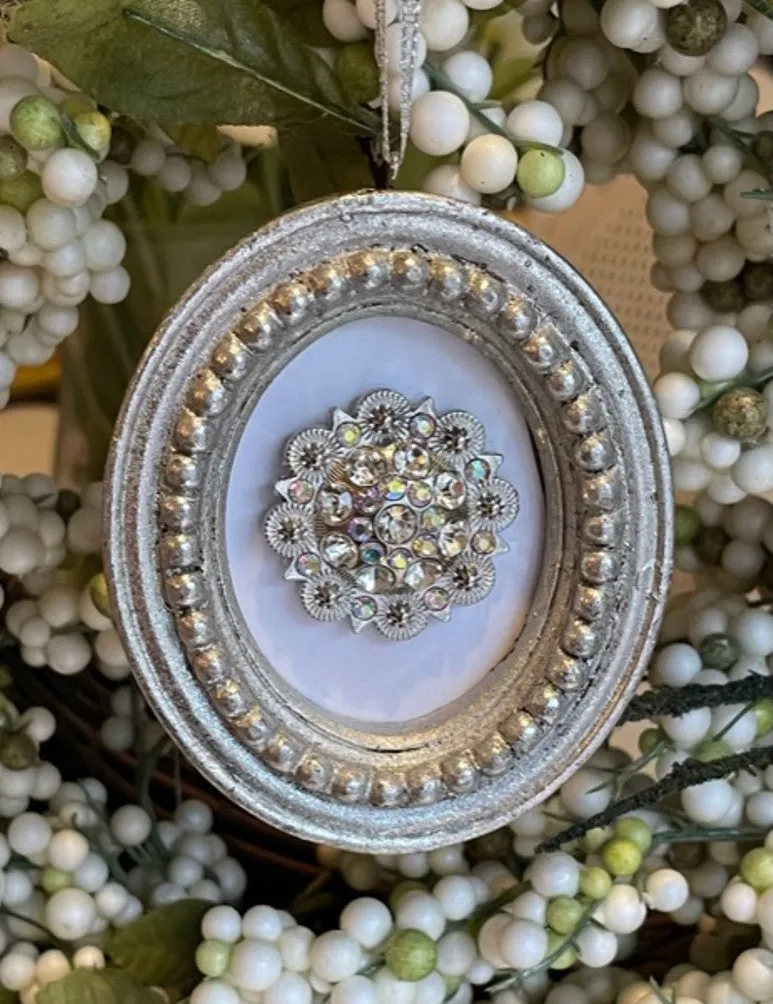 Gorgeous Framed Rhinestone Concho Christmas Tree Ornament