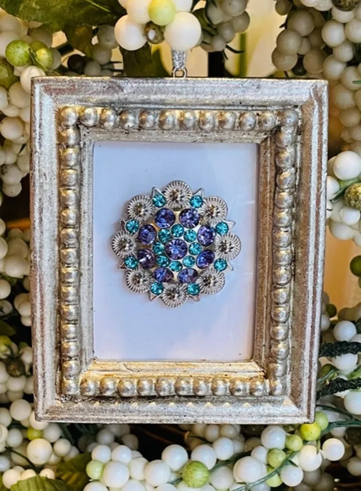 Gorgeous Framed Rhinestone Concho Christmas Tree Ornament