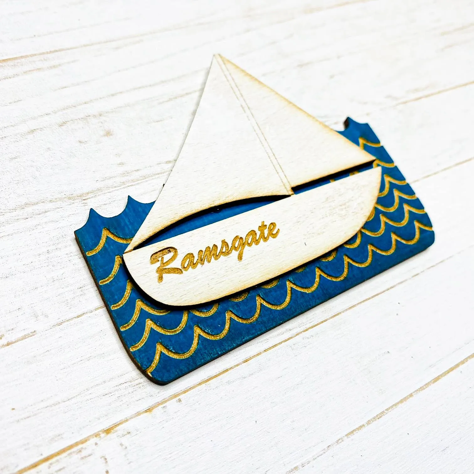 Gorgeous Little Bits - Sailing Boat Engraved Moelfre Magnet