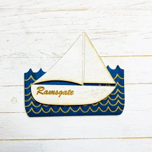 Gorgeous Little Bits - Sailing Boat Engraved Moelfre Magnet