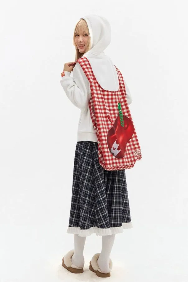 Graphic Checkered Shopping Bag