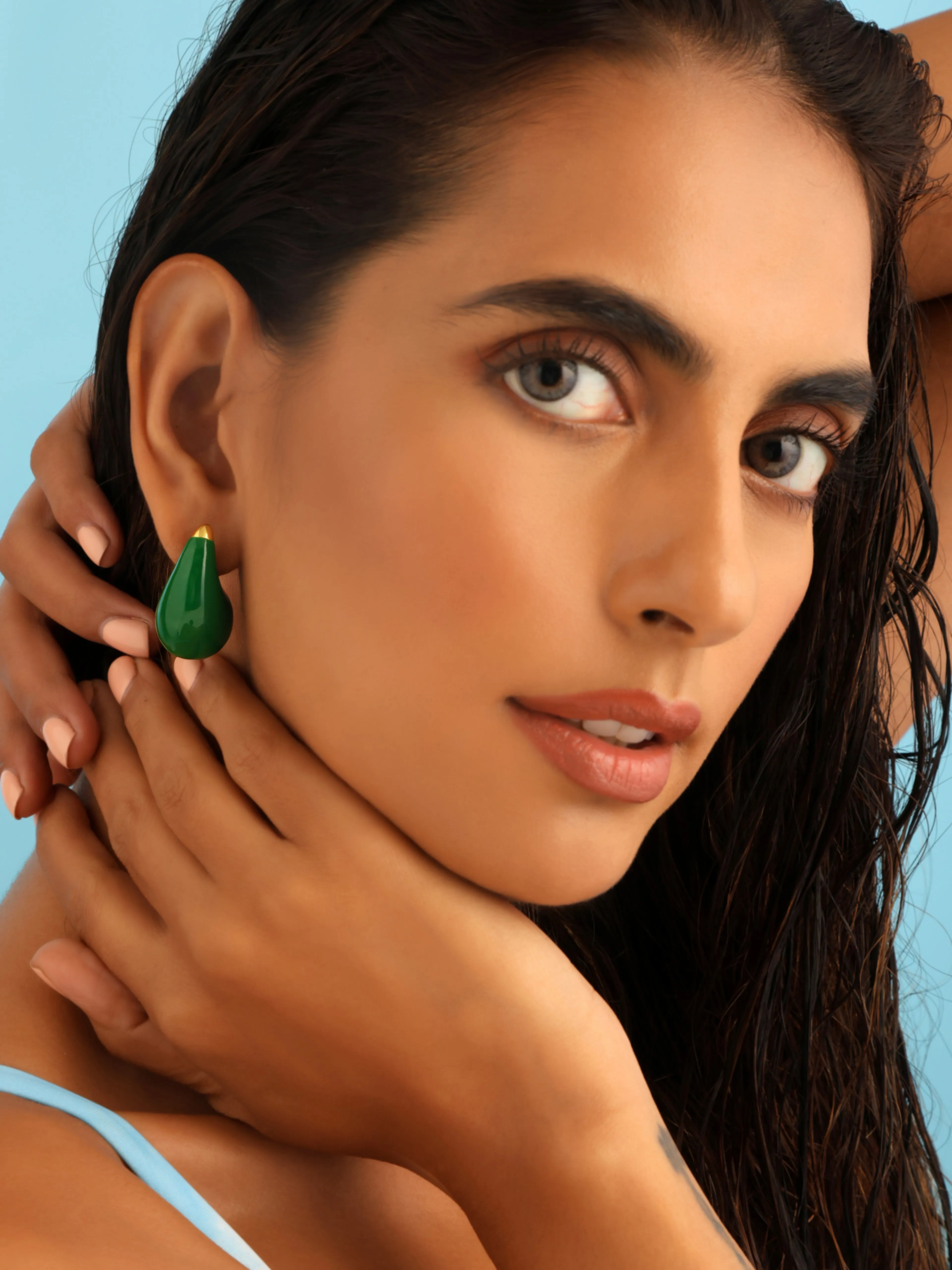 Green Dew Drop Earrings