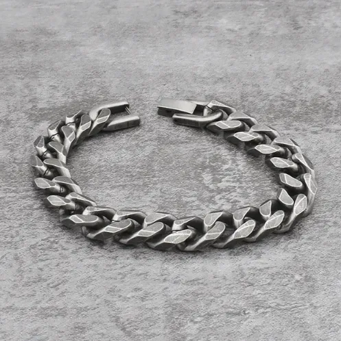 GREY CUBAN - STEEL SILVER WATERPROOF BRACELET