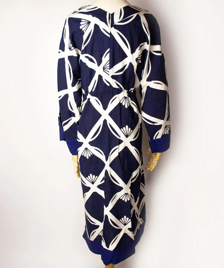 Hana Shippo Navy Japanese Boho Kimono Dress