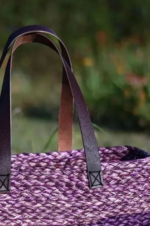 Handmade Sabai Grass Shopping Bag - Lavender