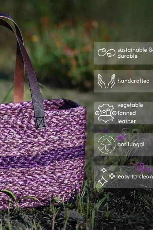 Handmade Sabai Grass Shopping Bag - Lavender