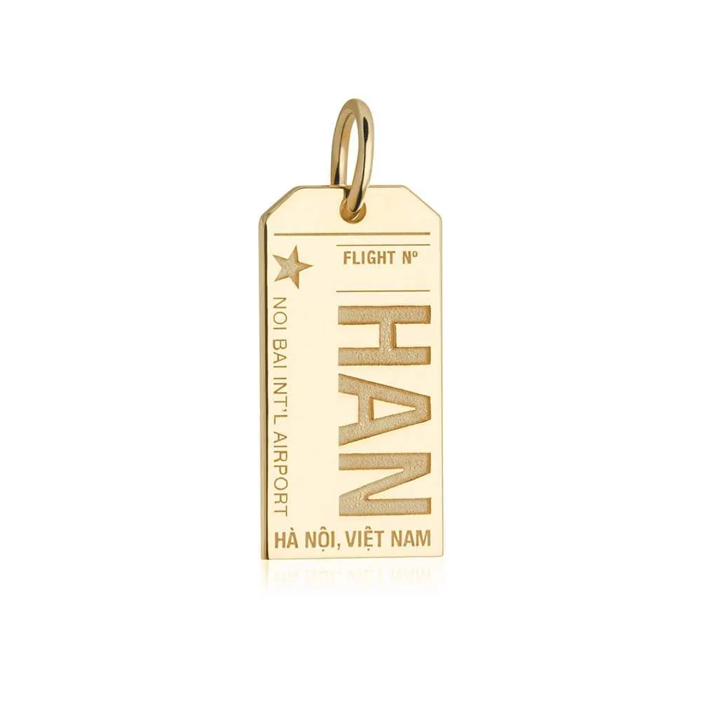 Hanoi Vietnam HAN Luggage Tag Charm Solid Gold