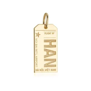 Hanoi Vietnam HAN Luggage Tag Charm Solid Gold