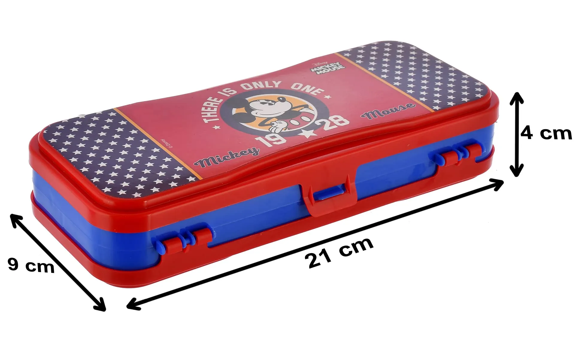 Heart Home Mickey Mouse Printed Double Sided Plastic Pencil Box, Pencil Case For School Supplies, Pack of 2 (Red)