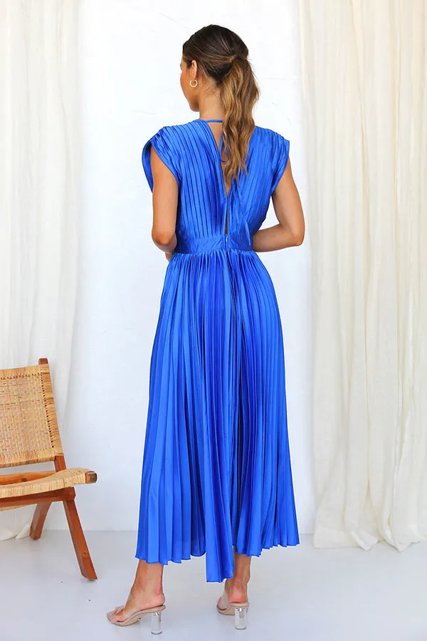 Hello Gorgeous Satin Pleated Midi Dress