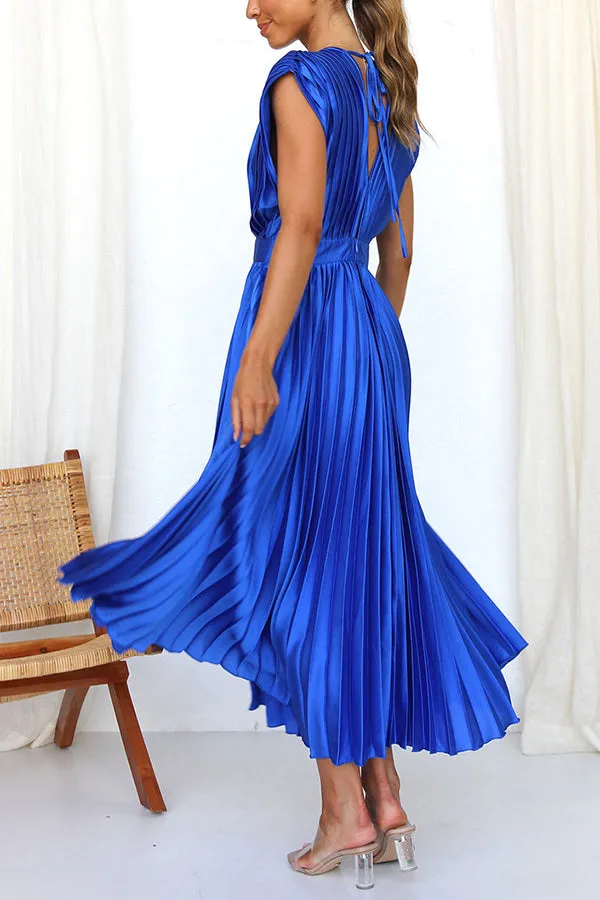 Hello Gorgeous Satin Pleated Midi Dress