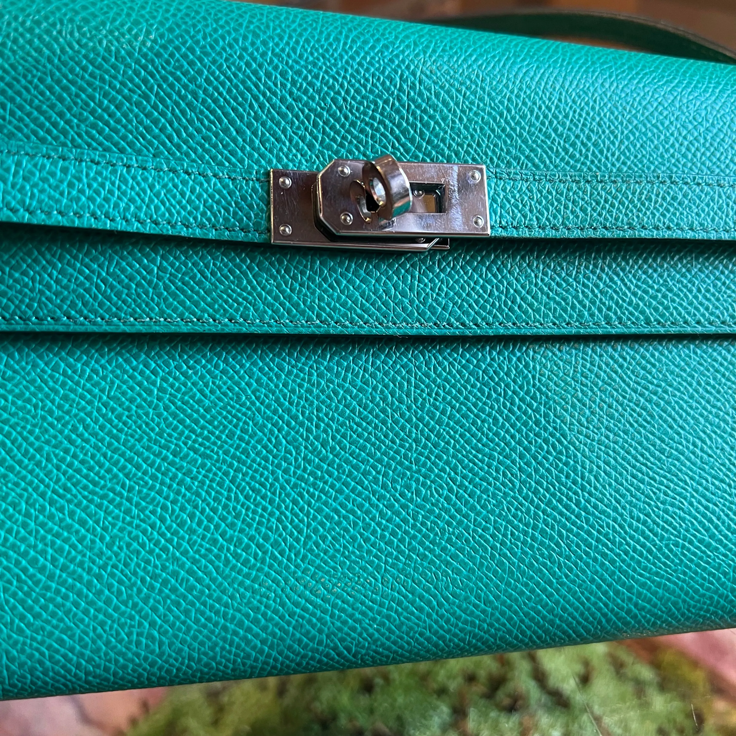 HERMES Kelly Wallet To Go Vert Jade Epsom