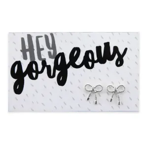 Hey Gorgeous! ' Put a Bow on it ' Earring Studs - Silver (9608)