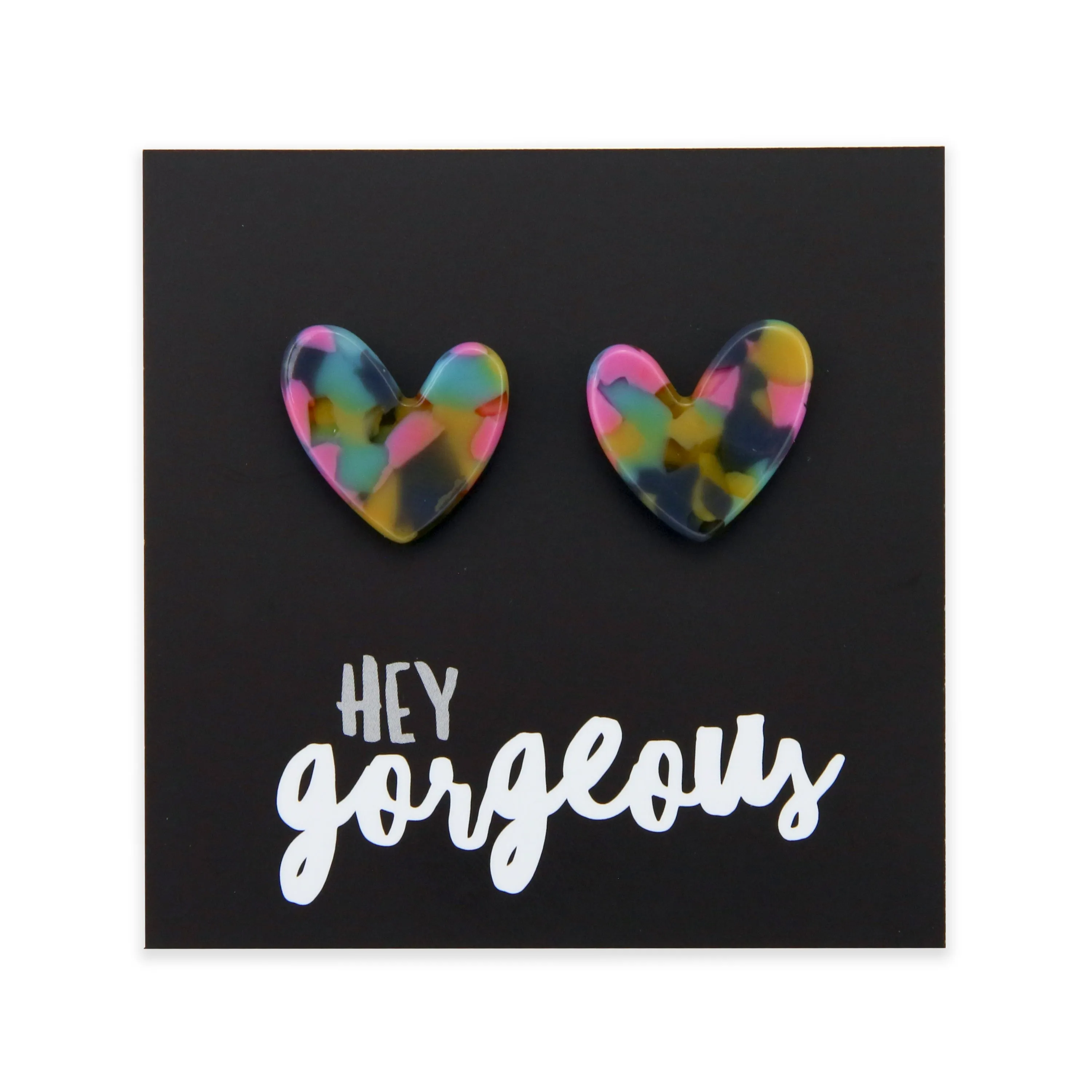 Hey Gorgeous - Resin Heart Studs - Jazz (12062)