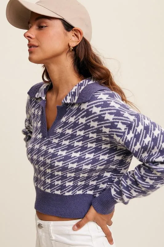 Houndstooth Sweater Denim