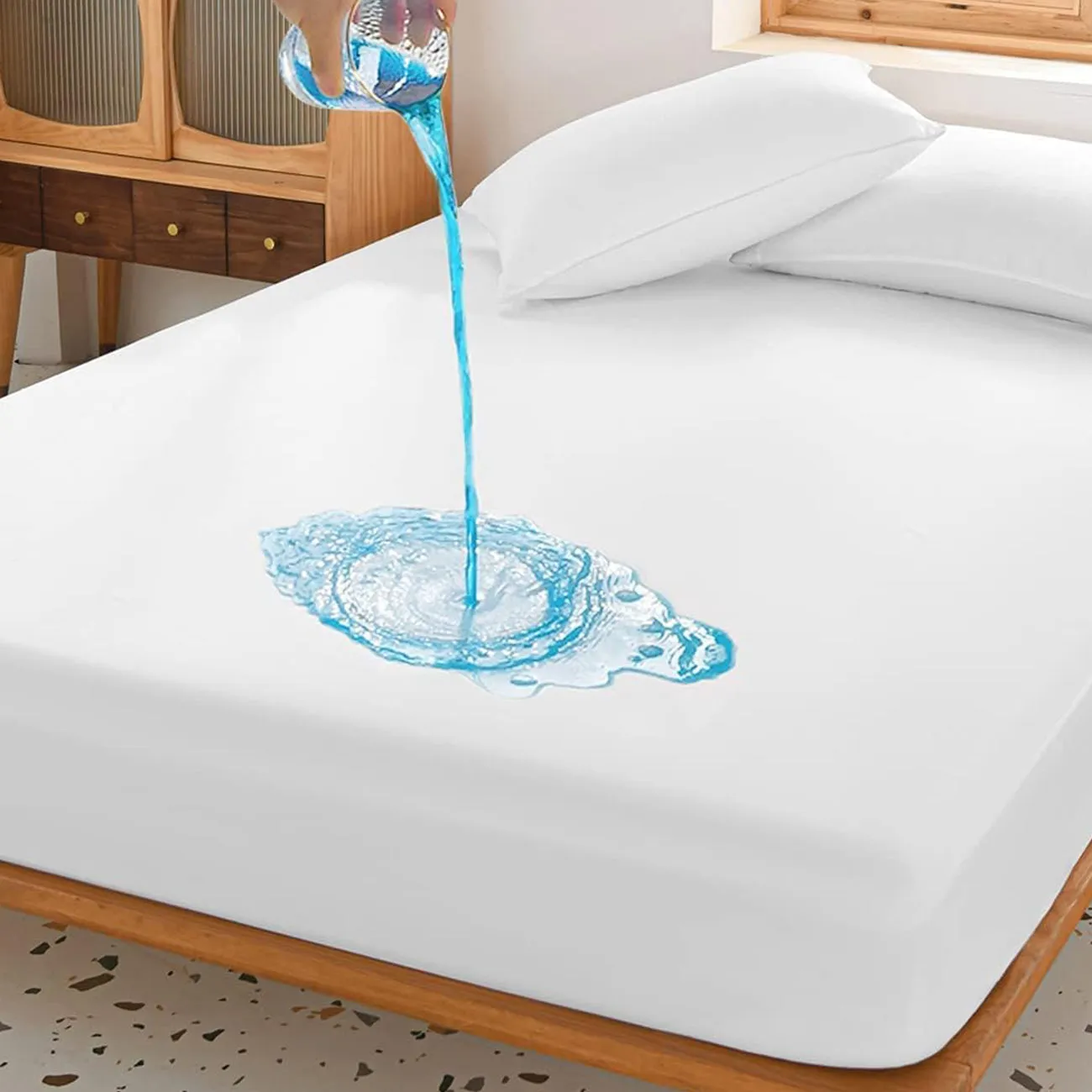 Hypoallergenic Waterproof Mattress Protector with Deep Pocket Coral Fleece 160x200 35cm