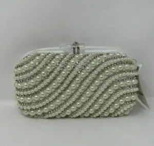 INC Lilah Pearl Clutch - Pearl White