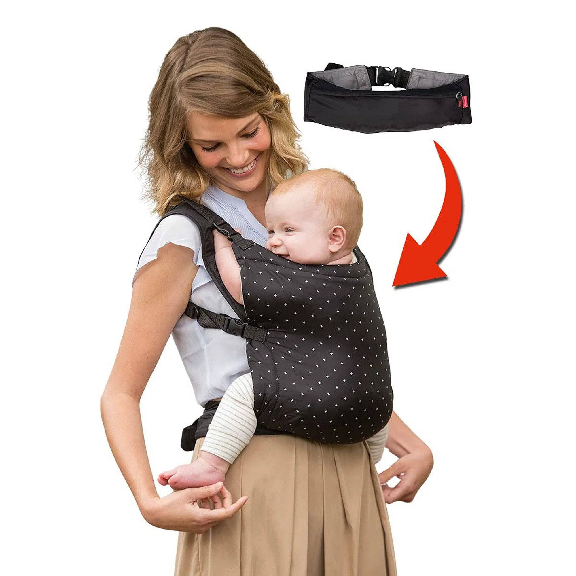 Infantino Zip Ergonomic Zip Travel 2-way Carrier Black Birth to 24 Months