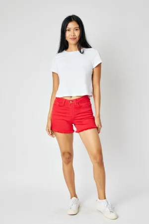 Judy Blue Red Fray Shorts