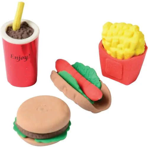 Junk Food 3D Erasers Kids Stationery (pack of 12)