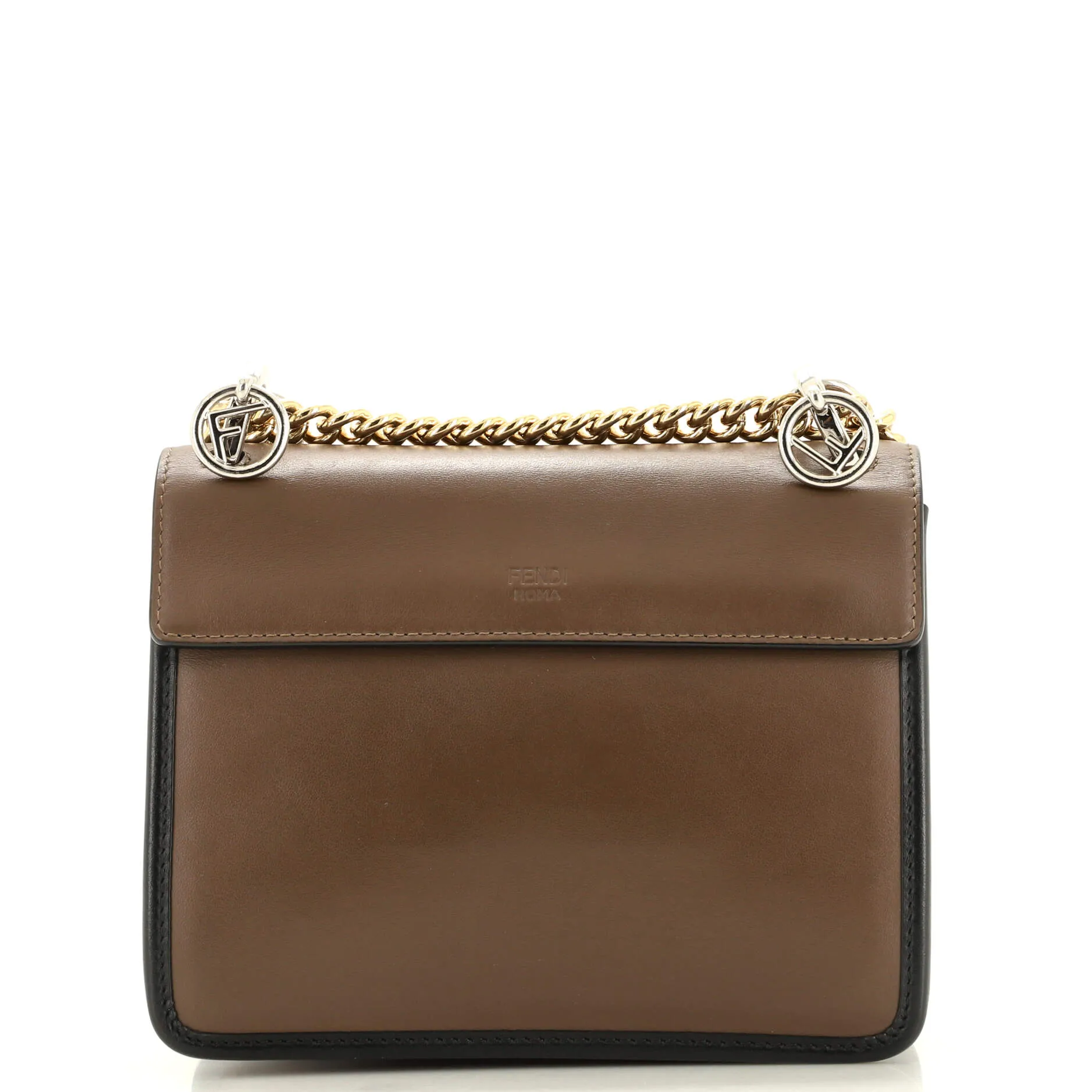 Kan I F Shoulder Bag Leather with Zucca Embossed Detail Small