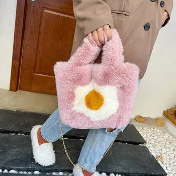 Kawaii Fluffy Egg Mini Tote Bag - Kawaii Bag