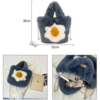 Kawaii Fluffy Egg Mini Tote Bag - Kawaii Bag