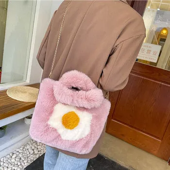 Kawaii Fluffy Egg Mini Tote Bag - Kawaii Bag