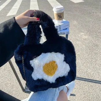 Kawaii Fluffy Egg Mini Tote Bag - Kawaii Bag