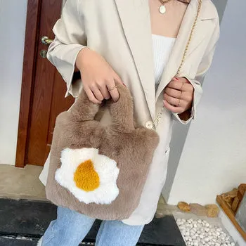 Kawaii Fluffy Egg Mini Tote Bag - Kawaii Bag